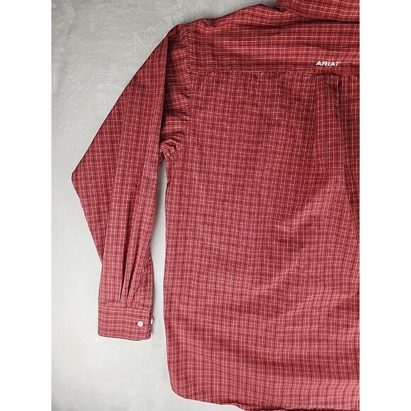 Ariat Pro Series Shirt Mens Red Check Western Cowboy Long Sleeve Button Down - Picture 9 of 14